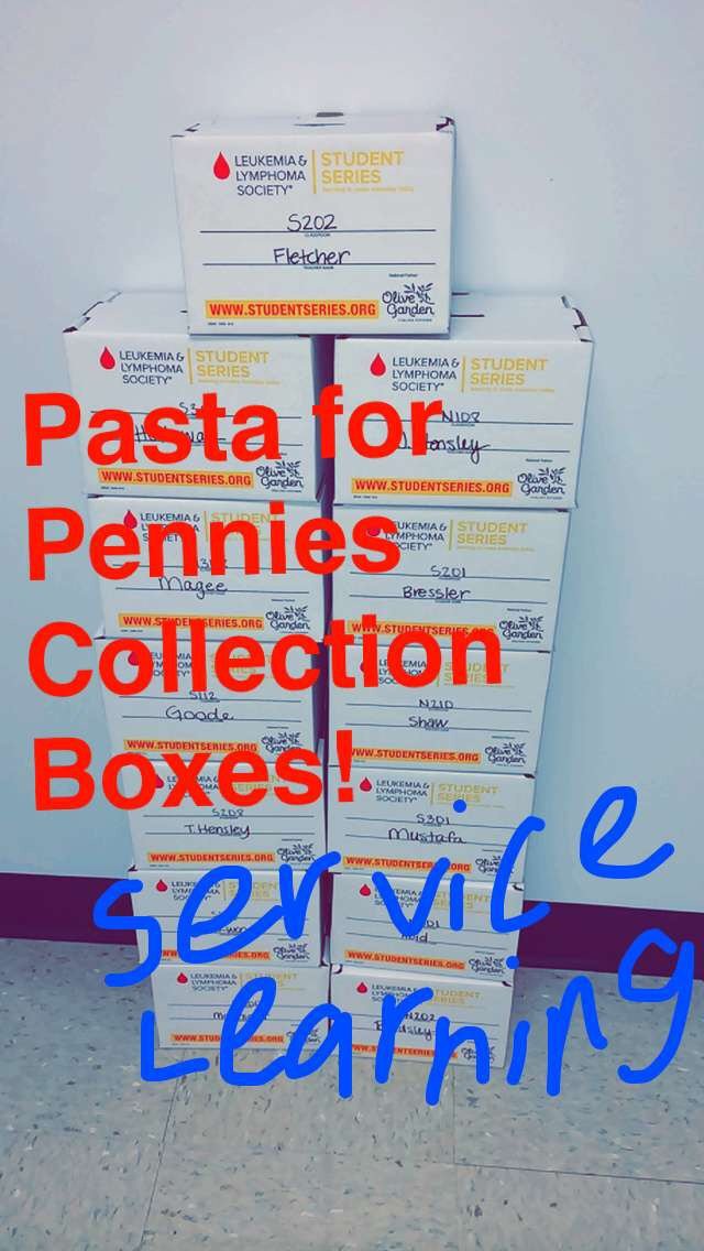 AcademyatSmith1's tweet photo. Our school's Pasta for Pennies campaign has begun! #LeukemiaandLymphomaSociety #studentseries @GCSchoolsNC https://t.co/7OZswzNQX0