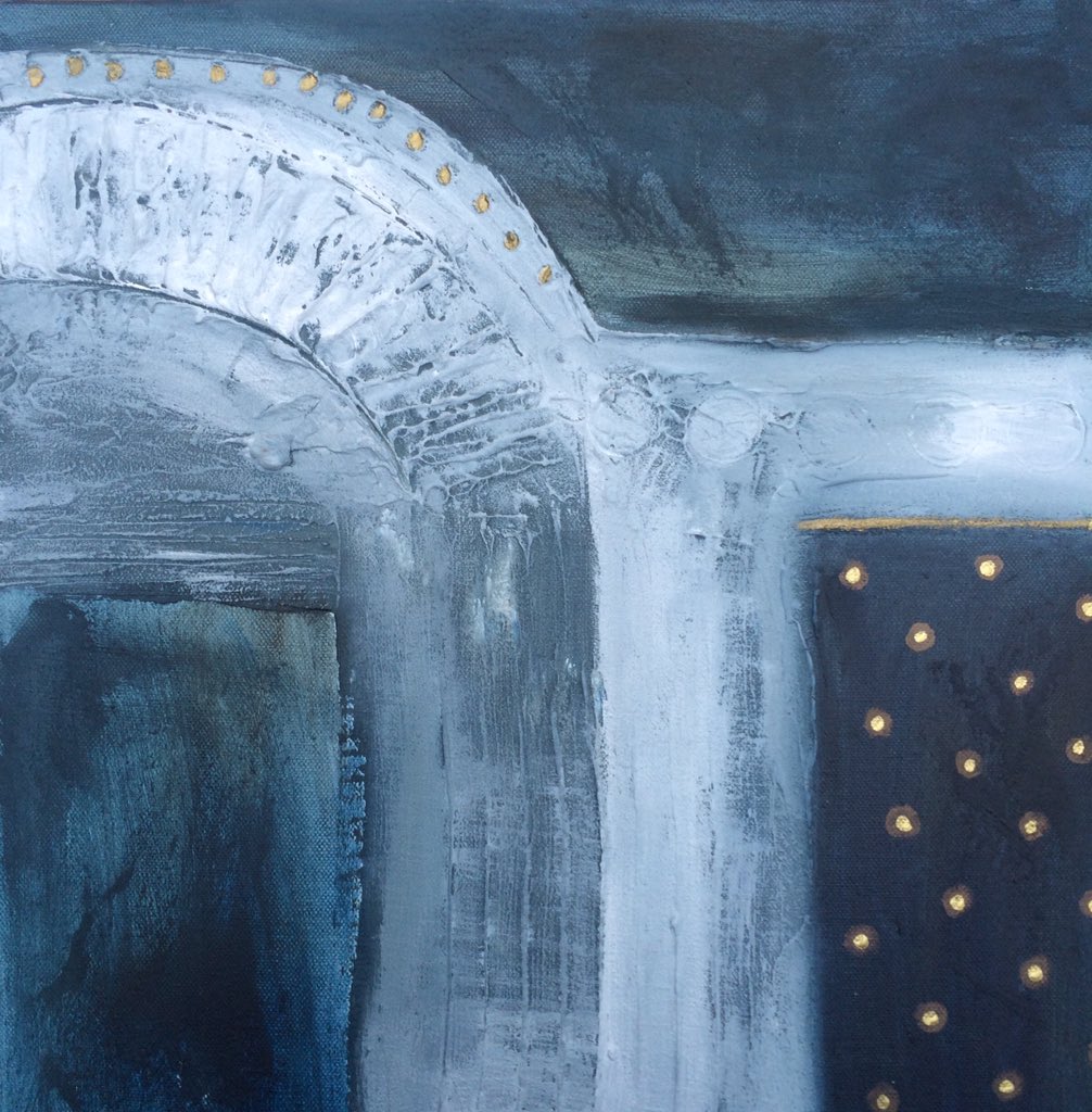 sallymaccabe's tweet photo. My painting - 'Weathered' off to #Four Crows Gallery in #Porthleven. #Cornish art #mixed media #sally maccabe https://t.co/UA078PkGOT