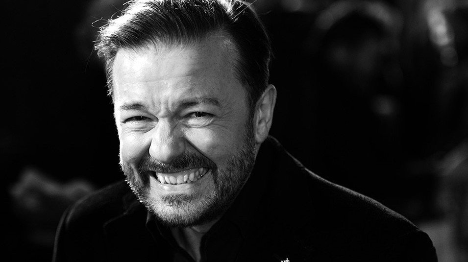 NME's tweet photo. .@RickyGervais is the new crazy frog - Someone turned his laugh into a dance banger https://t.co/6m9ame1PSz https://t.co/C1wvj2Ivej