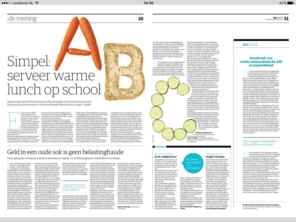 Symposium Smaaklessen afgelopen vrijdag vertaald naar artikel in NRC #WUR  <a href="/ggdnog/">GGD Noord- en Oost-Gelderland</a> #interessantesprekers