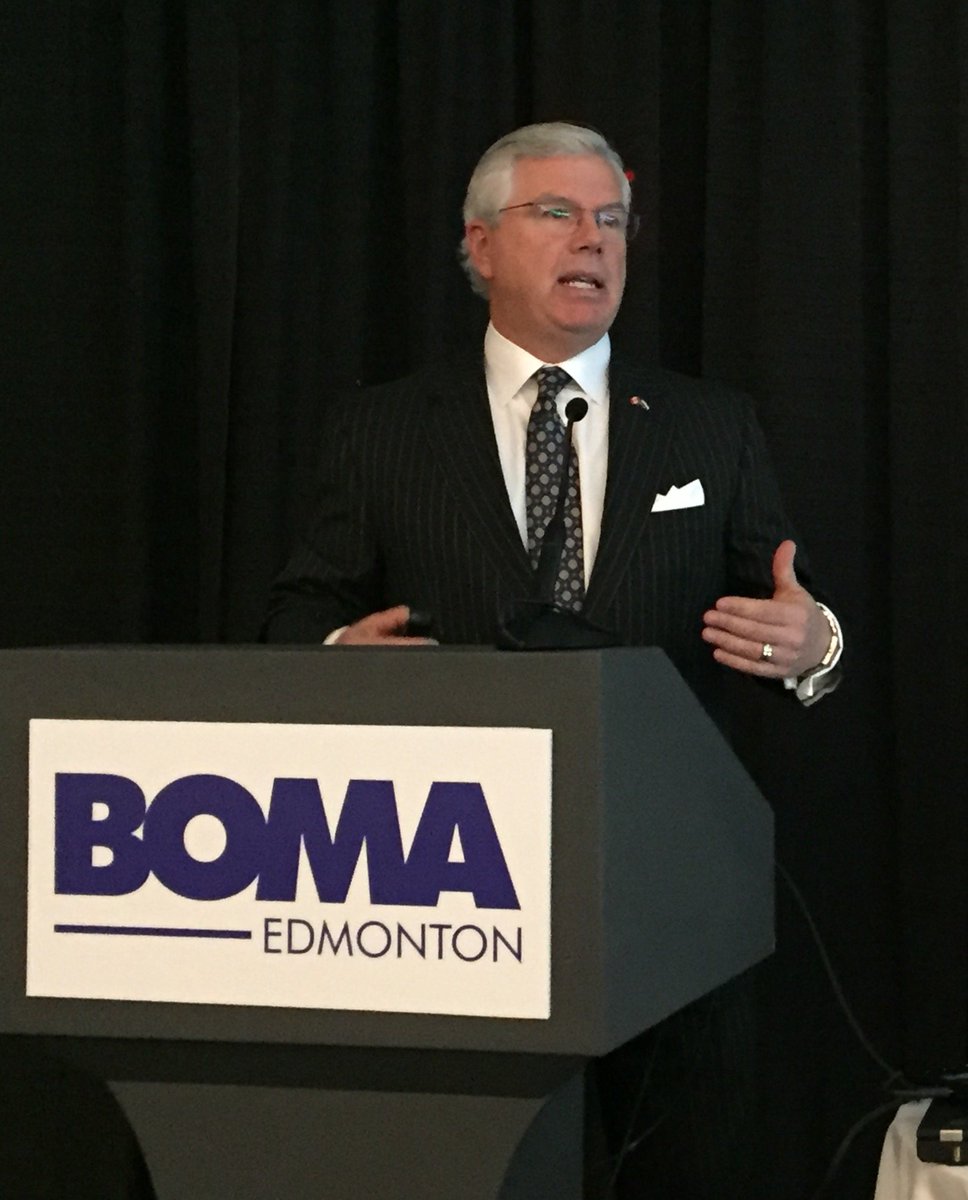 bomaedmonton's tweet photo. "#Edmonton is the best place to own real estate right now:" #bomaluncheonYEG speaker #AngusWatt at #buildexedmonton. https://t.co/SQ374i3LQj