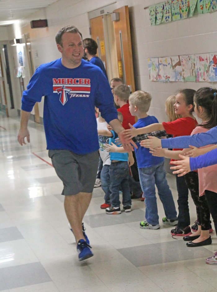The Mercer Co. basketball team heads to Rupp tomorrow, so the Elementary Schools wished them luck before they left.