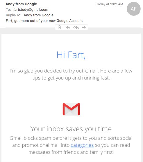 blishbarson's tweet photo. received a lovely email from gmail corporate today #fartstudy https://t.co/DCEXHJfECF