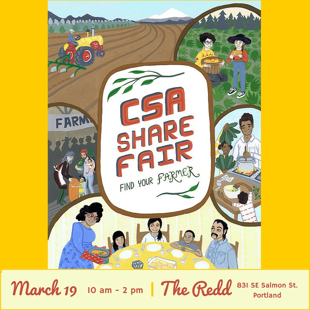 foodbytespdx's tweet photo. Mark your calendar! #CSAShareFair is Sat 3/19 at @ReddOnSalmon w/ 40+ farmers, ranchers & fishers, chef demos & more https://t.co/hQ538zbjEK