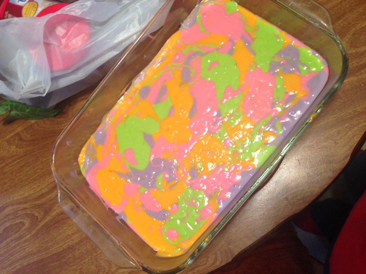 Made Easter tie dye cake last night for my grandmas surprise birthday party! She loved it! #baking #culinaryfun💜🎂