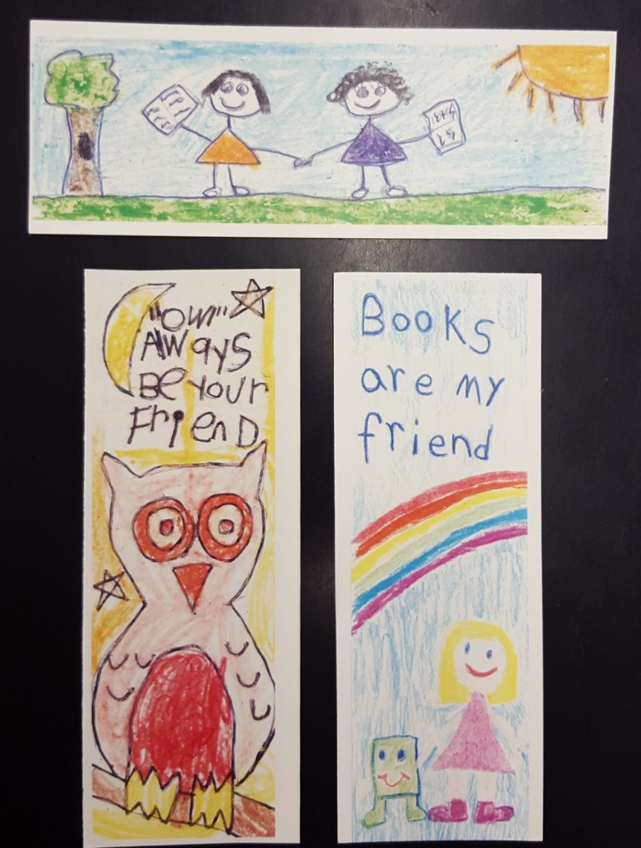 CELlibrary's tweet photo. Here's the three winning book marks. They were all so great. So hard to pick just one from each grade! @SWR_CEL https://t.co/S53i1eHKes