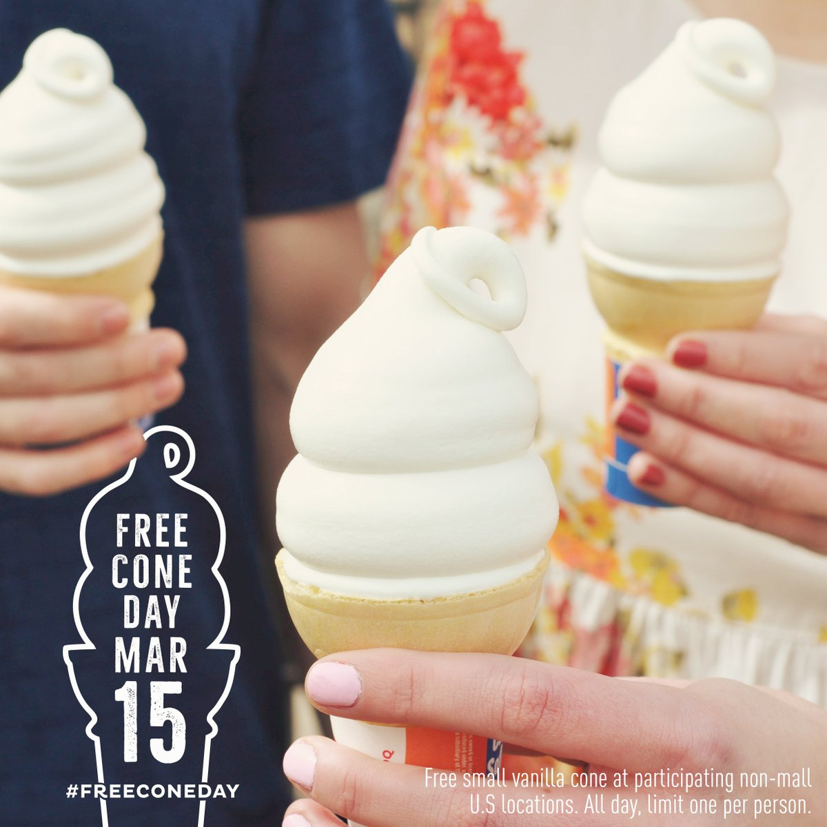 DairyQueen's tweet image. Today is #FreeConeDay, where you can get a taste of summer a few months early. #SummerNow