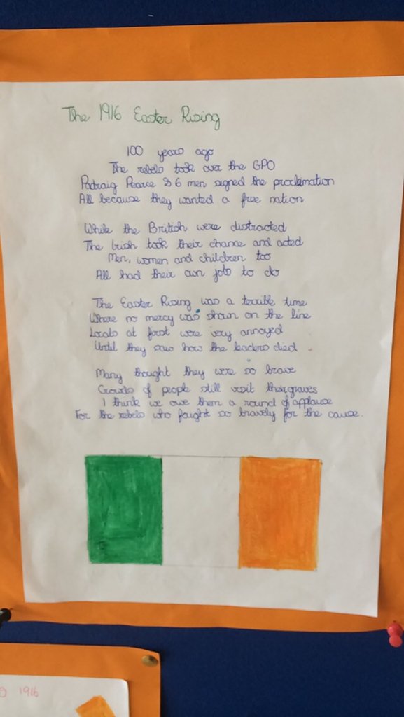 kilmanaghns's tweet photo. Rang 6 were busy preparing for Proclamation Day! #Poems #HumanTimeline #1916rising 🍀💚🍀💚 https://t.co/vPZ6N7IXmc