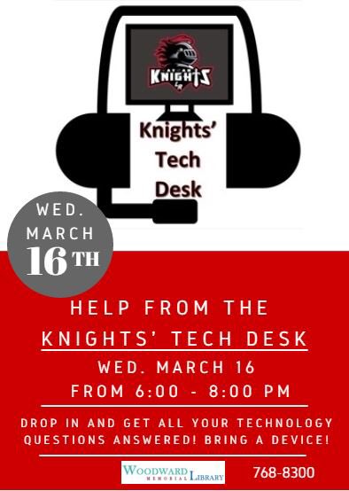 knightstechdesk's tweet image. Come visit us @wmlib for our Tech Knight, tomorrow, March 16th from 6-8 PM! #livetechhelp #bringyourowndevice
