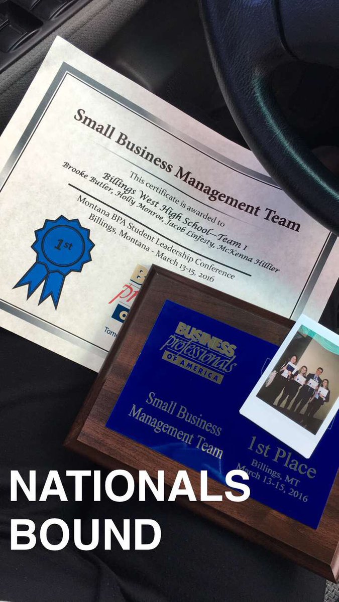 BWHBPA's tweet photo. The team and I qualified for Nationals! Hopefully I'll see you soon, Boston! @MontanaBPA @National_BPA #bpamt2016 https://t.co/1w6H1OnyC0
