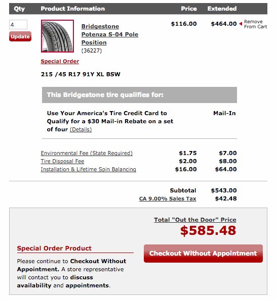 danberteotti's tweet image. The place I recommend to all just quoted me $616.00  $585 out the door on their site. Disappointed @AmericasTire.