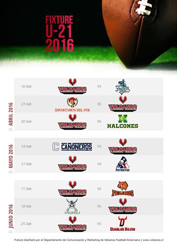 VolcanosChile's tweet photo. Fixture U-21 2016 https://t.co/0oOrAPuYmB
