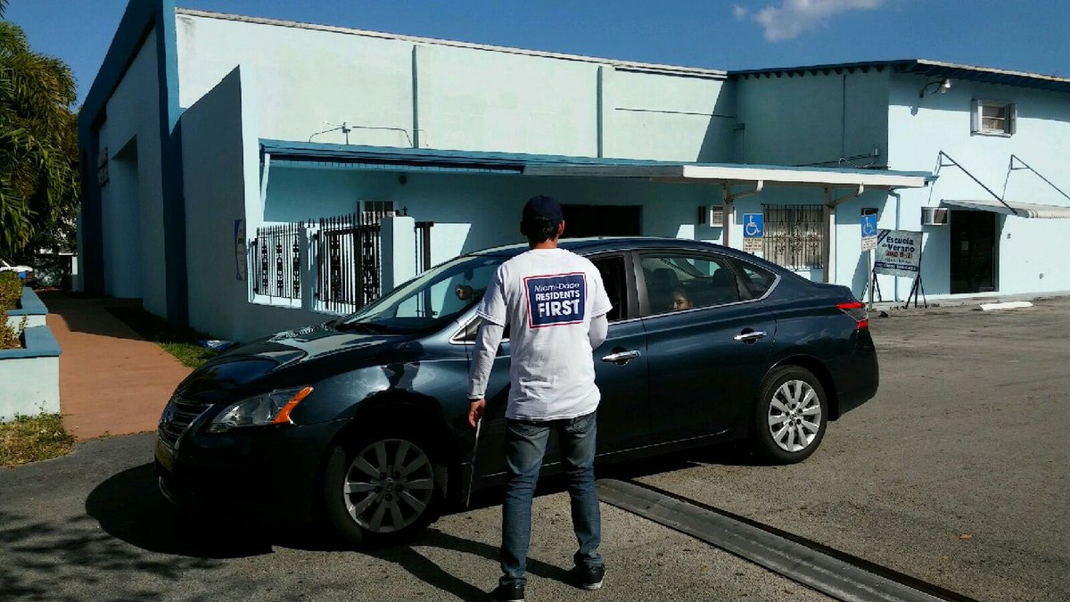 MDResidents1st's tweet photo. Reaching out to voters at the precinct in the Open Bible Temple in #Miami #MiamiDade #StandWithGimenez https://t.co/JNVCpDVeMQ