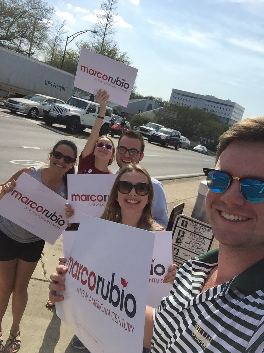 ebo78910's tweet photo. We love @marcorubio so much at FSU we stood out in the Tallahassee heat during rush hour just to show it. #FLPrimary https://t.co/ONivNp5byo