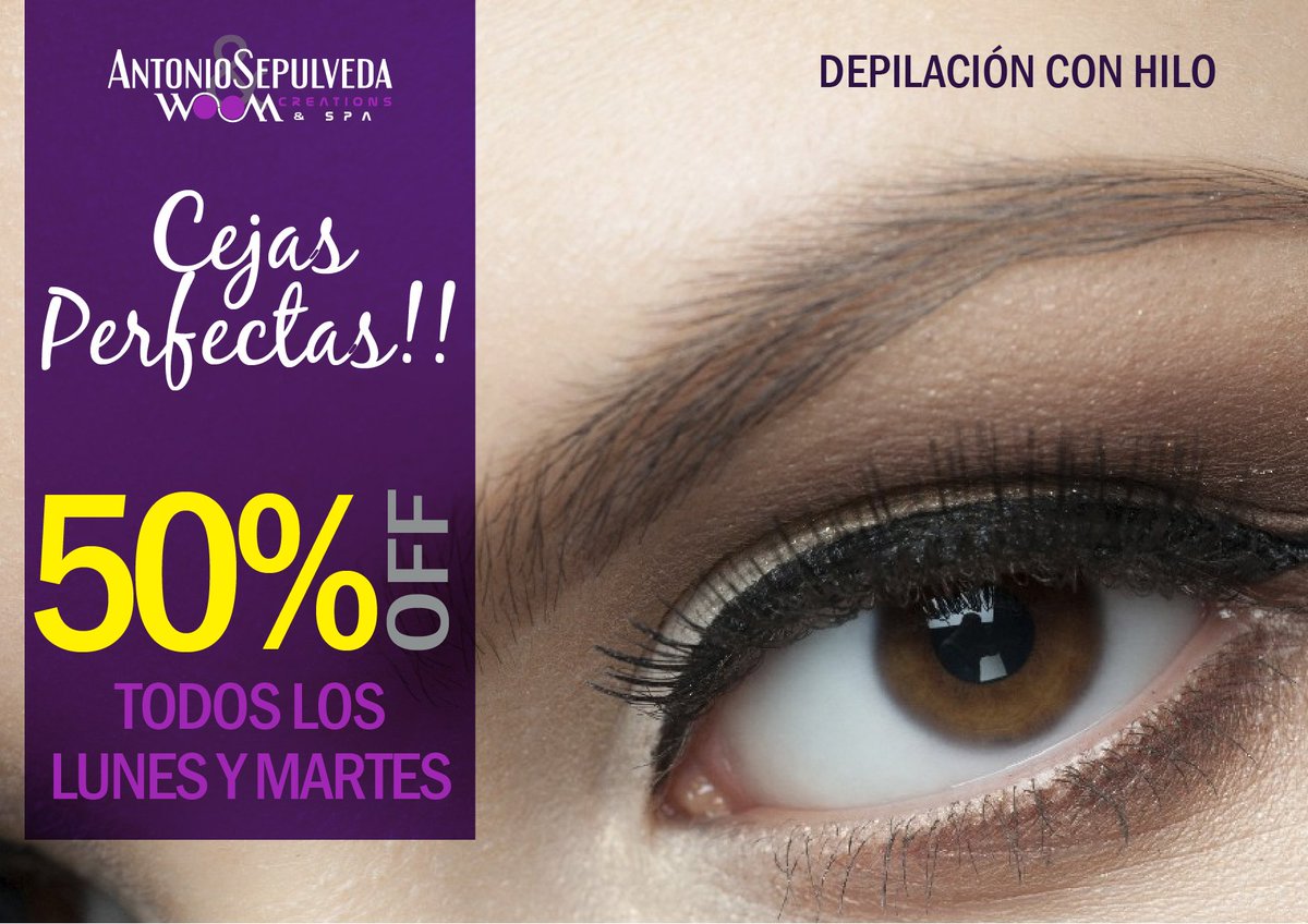 Hoy tus cejas con el 50% de descuento. La depilación con hilo garantiza la perfección de tu imagen #Quito #Woom