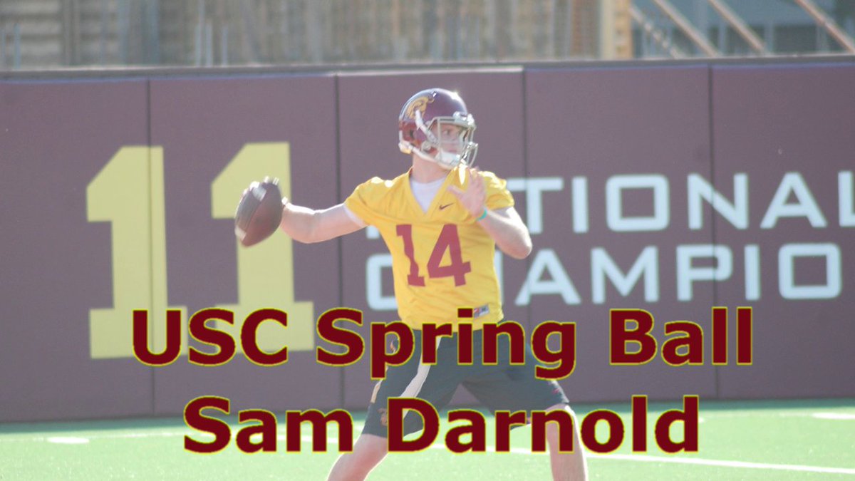 insidetroy's tweet image. Redshirt freshman Sam Darnold goes through QB drills at #USC spring ball @Tritonfootball scout.com/college/usc/st…