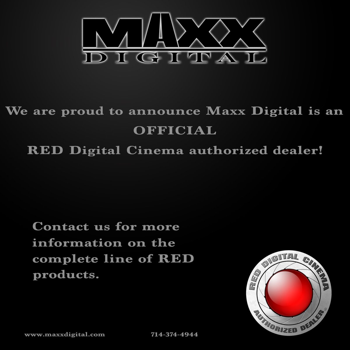Maxx_Digital's tweet image. Exciting news from us over at #maxxdigital We are now and official @RED_Cinema Authorized Dealer!  #R3D