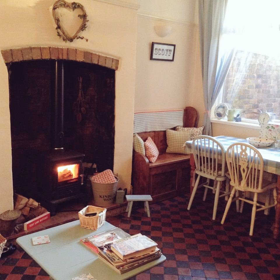 A client sent us a pic of there stove &amp; fireplace we installed 1 year on. #happycustomer #woodburningstove #fire
