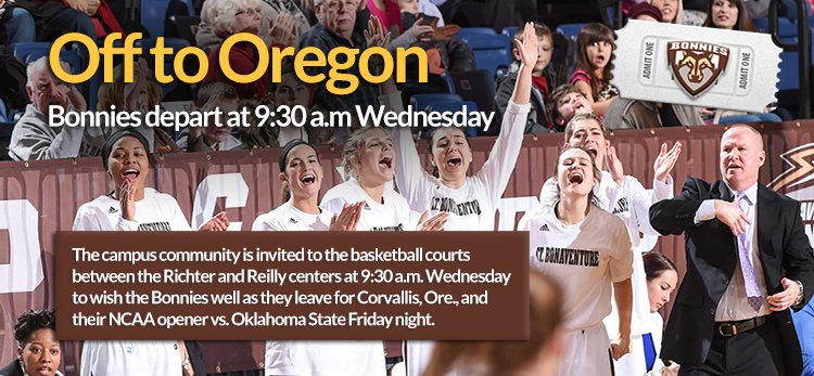 GoBonnies's tweet photo. Help send off @BonniesWBB as they head off for Oregon tomorrow and a trip to NCAAs! #BonniesDance https://t.co/yCs06qYTZA