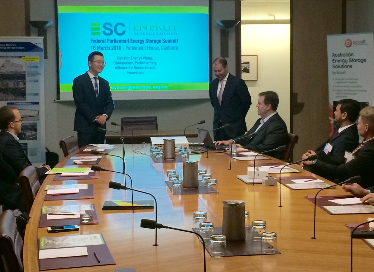 SenatorDioWang's tweet photo. Delighted to bring new tech in energy storage to Parli &amp; present to Minister @JoshFrydenberg with @EnergyStorageCL https://t.co/Irt1Hsh1Fc