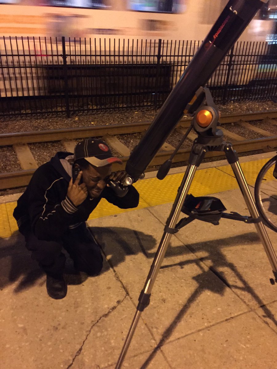 's tweet image. Thanks @motifxco for stopping by! Cultural Center is a hit. Stop by in the next 15 min to see #Jupiter + its moons!