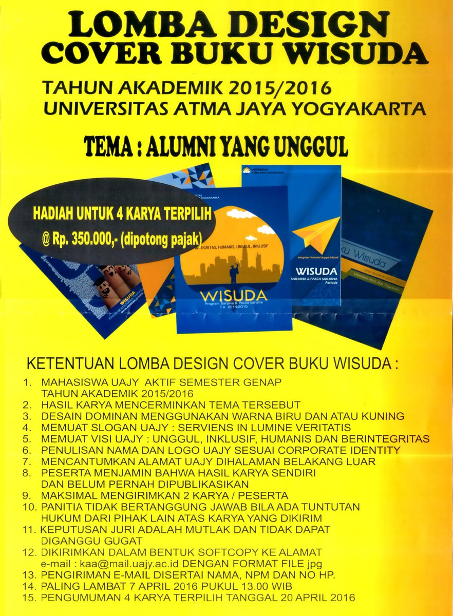 FT_UAJY's tweet photo. Lomba Design Cover Buku Wisuda https://t.co/qd4u3mqiuz