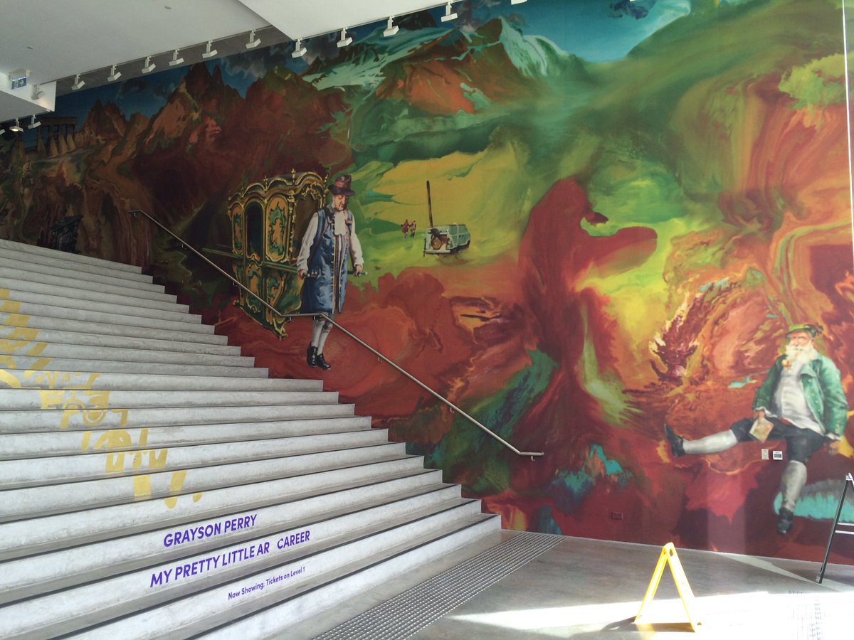 Muurgraphics's tweet photo. MCA Sydney foyer wall commission by Australian artist Stephen Bush. Printed on our self adhesive fabric wallpaper. https://t.co/0AfMW90nKn