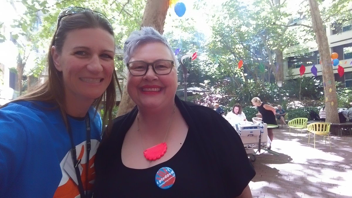 EBevanDavies's tweet photo. Making my pledge with @FreerMary on @ChangeDayAus with the ducks in the Courtyard at Flinders Medical Centre. https://t.co/xrMHIC4lU2