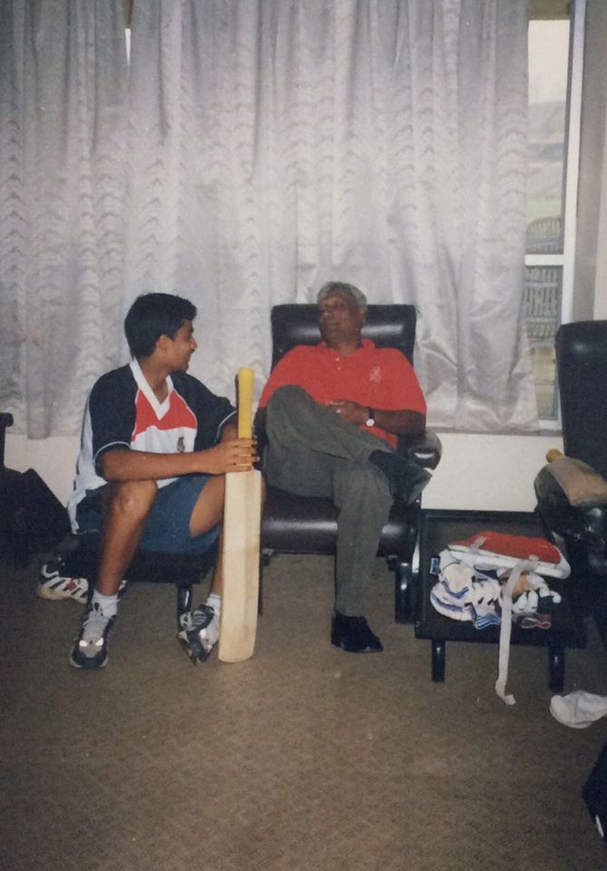 The coach Nazmul Abedin (right) shared this photo of <a href="/TamimOfficial28/">Tamim Iqbal Khan</a> in the Eden Gardens dressing room in 2001.