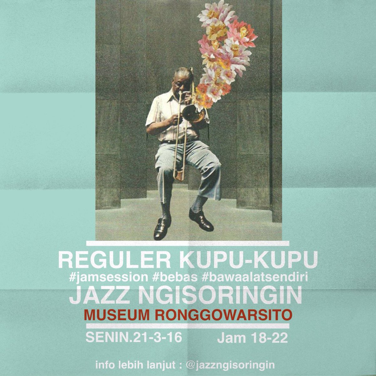 wisatasemarang's tweet photo. #smgevent @JAZZNGiSORiNGiN: #Regulerkupu2 , Senin 21 maret 2016, 18.00-end di museum Ronggowarsiro semarang https://t.co/VZMh3IbSix