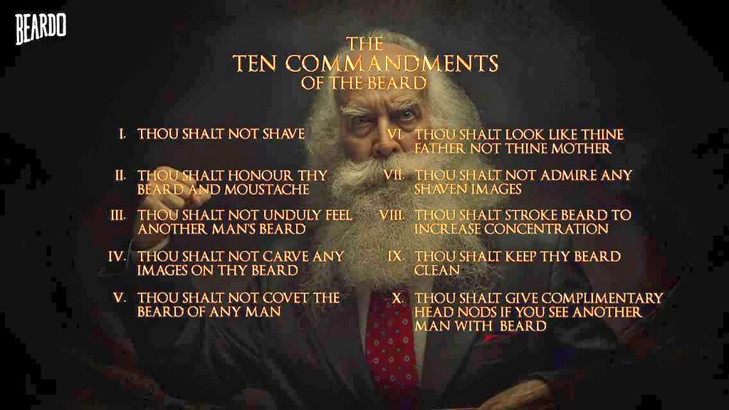 BeardoForMen's tweet photo. The 10 commandments to owning a #Beard
#BeardLOVE #BeardLIFE #BeardStar https://t.co/GpJ8NeDBoj