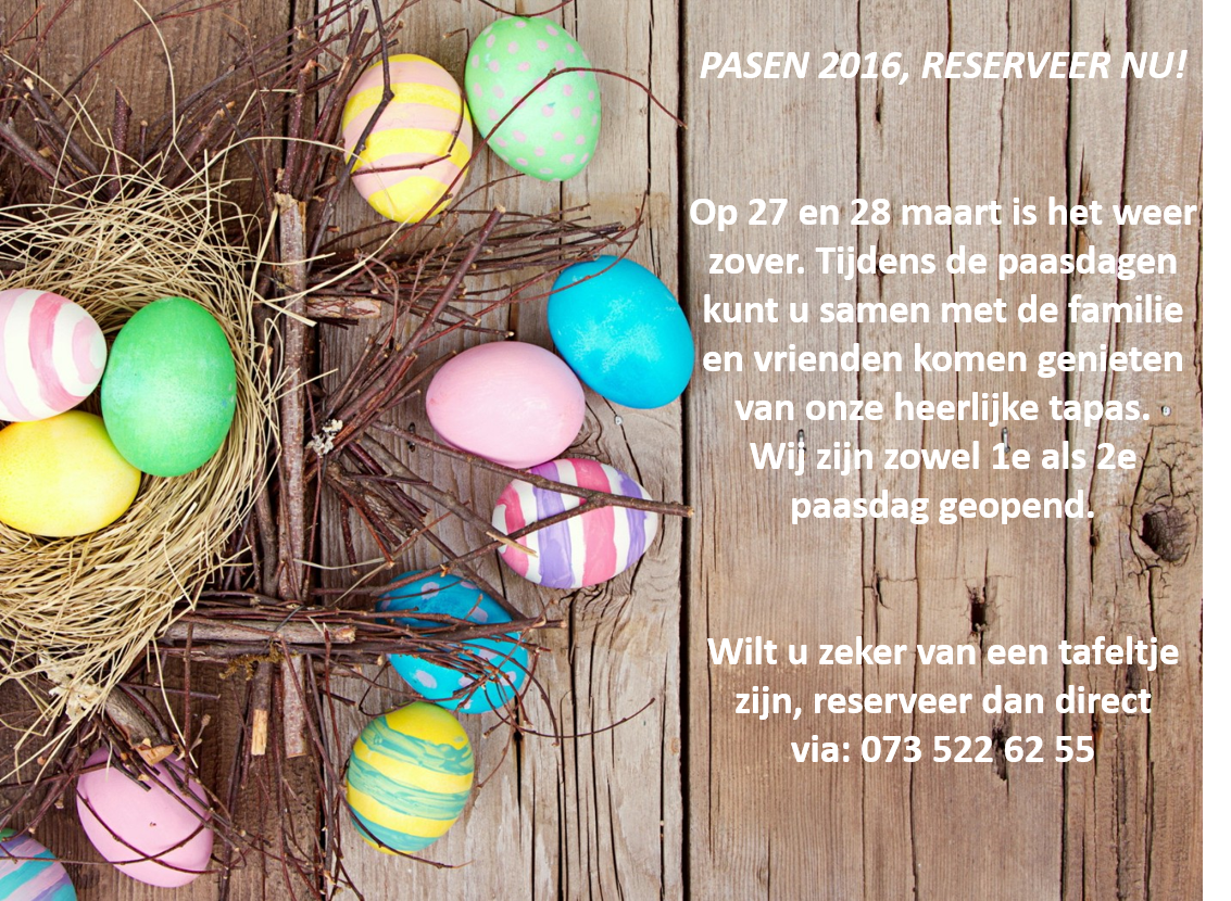 Reserveer snel! #pasen #familie #tapas