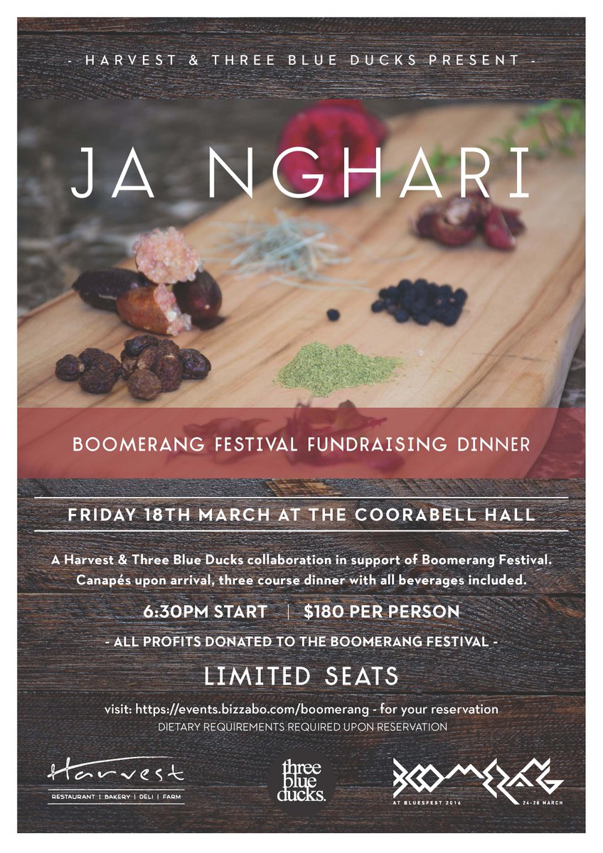 Boomerang Festival (@boomerangfestvl) on Twitter photo JA NGHARI Bundjalung for ‘Food Gathering' <a href="/boomerangfestvl/">Boomerang Festival</a> fundraiser THIS FRIDAY! GET TIX: bit.ly/1TMhHkf JA NGHARI Bundjalung for ‘Food Gathering' <a href="/boomerangfestvl/">Boomerang Festival</a> fundraiser THIS FRIDAY! GET TIX: bit.ly/1TMhHkf