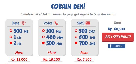 Cuma TekTok Mobile yang bisa kasih lo paket sesuai dengan kebutuhan. Langsung aja cek di tektokmobile.com