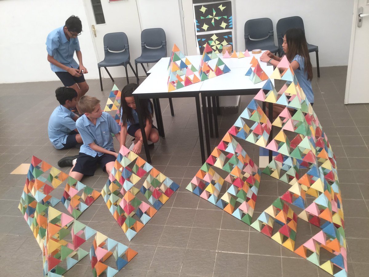 MikeShkurka's tweet photo. Learning about fractals through the Sierpinski Tetrahedron on day three of @BSJ_Maths Week here @bsjjkt 🇮🇩 #bsjbytes https://t.co/G9S7mkObzO