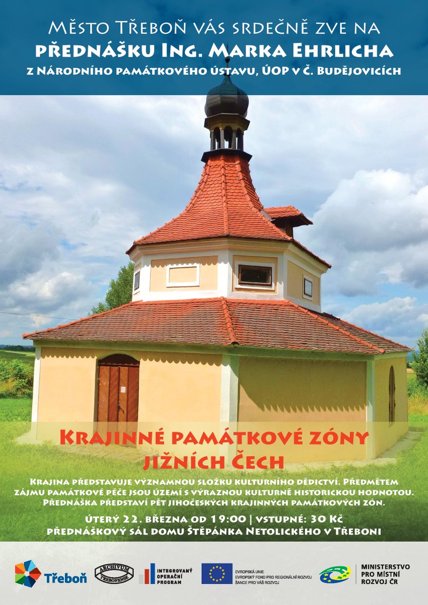 dumstepanek's tweet photo. Marek Ehrlich u nás bude příští týden vyprávět o krajinných památkových zónách jižních Čech. Srdečně zveme! #trebon https://t.co/u2FvnyL6OH