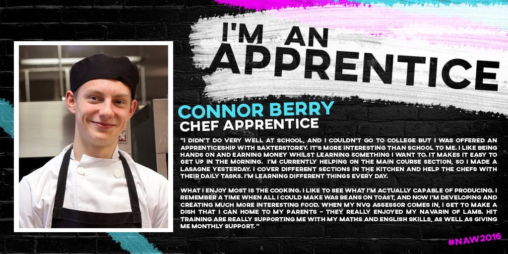 apprenticeACDMY's tweet image. Connor has been a chef apprentice with us for 5 months. #growwithus #apprentices #NAW2016