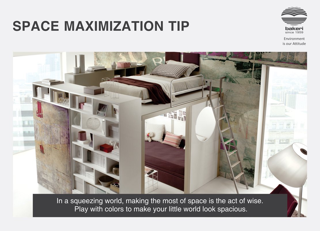 #SpaceMaximization
Use white or any such monotone colours to make your room look more spacious.