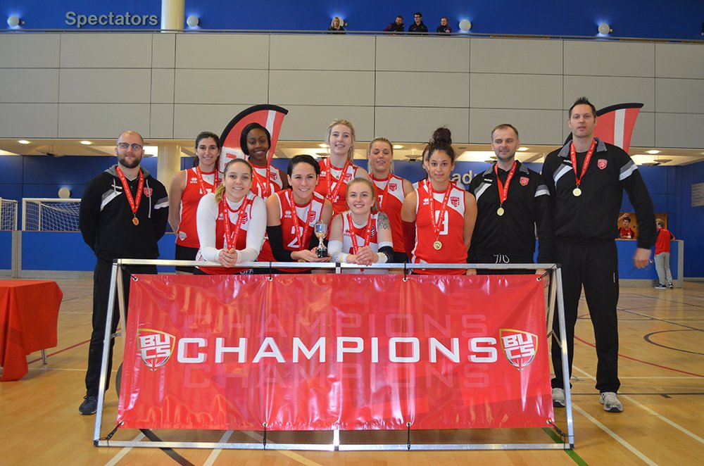 BUCSsport's tweet photo. VOLLEYBALL: Presentations! Women's trophy gold @EssexBladesSU &amp; silver @TeamNorthumbria #BUCSBigWednesday https://t.co/iJqc6SHq16