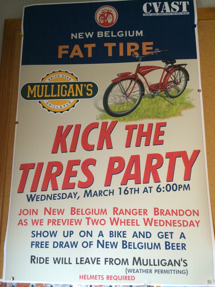 MulligansCF's tweet photo. What's in your #HopKitchen? @newbelgium Ranger Brandon sharing pints w/ cyclists tonight. Kick the Tires @cvastrails https://t.co/dfzvFPsILs