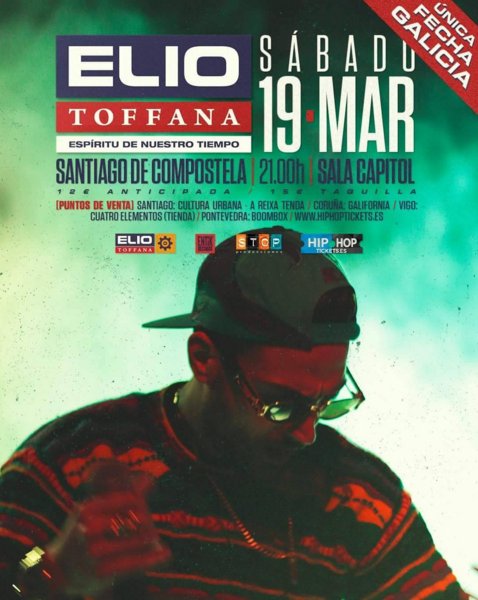 Este sábado estará @ElioToffana en Santiago, única fecha en Galicia. No lo pienses más y pásate por <a href="/SalaCapitol/">Sala Capitol</a>.
