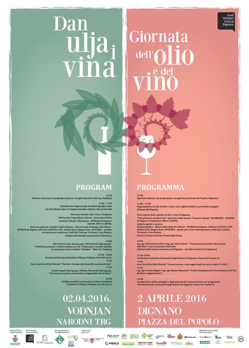 Olive Oil and Wine Day - Saturday 2nd April 2016
Come visit us in Vodnjan and enjoy our wines and olive oils!