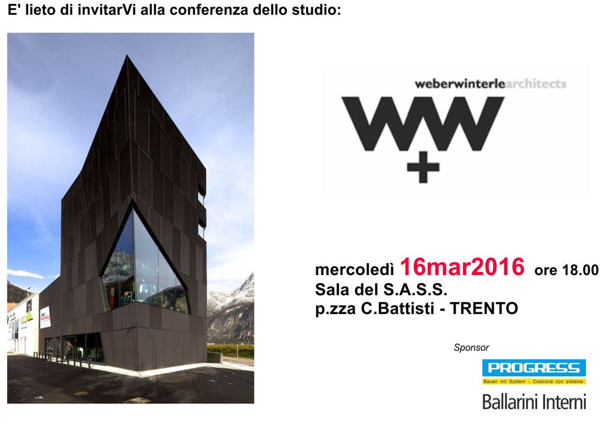 Casabellaweb's tweet photo. WEBER+WINTERLE
Oggi h 18 #Trento #conferenza #CITRAC
https://t.co/QltqDJaCnn https://t.co/a58LcCFwA2