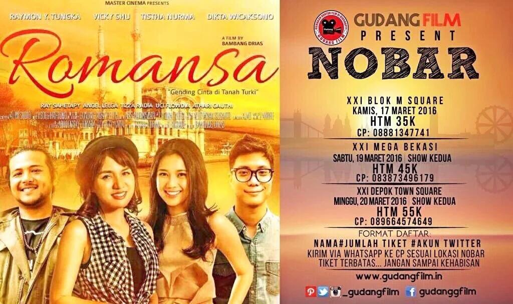 _gudangfilm's tweet photo. Yang mau ikutan Nobar @ROMANSAtheMOVIE kontak CP nya ya ^^ https://t.co/qsJZT6ind5