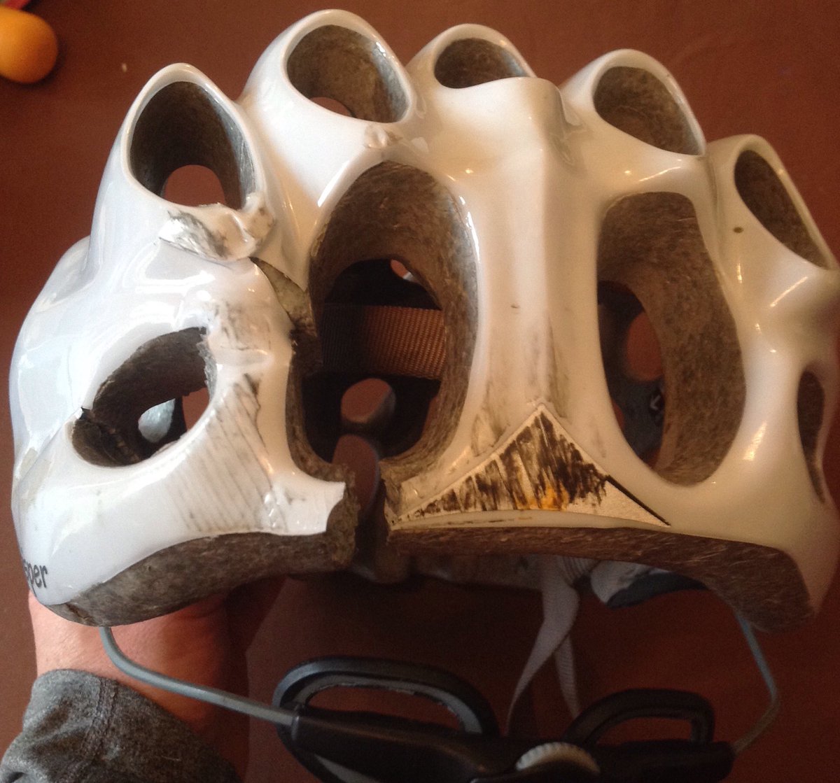 Jimmyswaggart's tweet photo. @Catlikehelmets thank you. Never fully appreciate a helmet until it is needed. Saved from severe injury. https://t.co/x4TEweVkPL