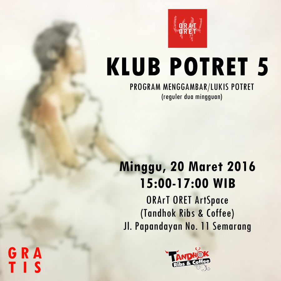 Yuk nggambar potret! #KlubPotret 5 ORArT ORET | Minggu 20/03/'16, #orartoretartspace Jl.Papandayan 11 SMG