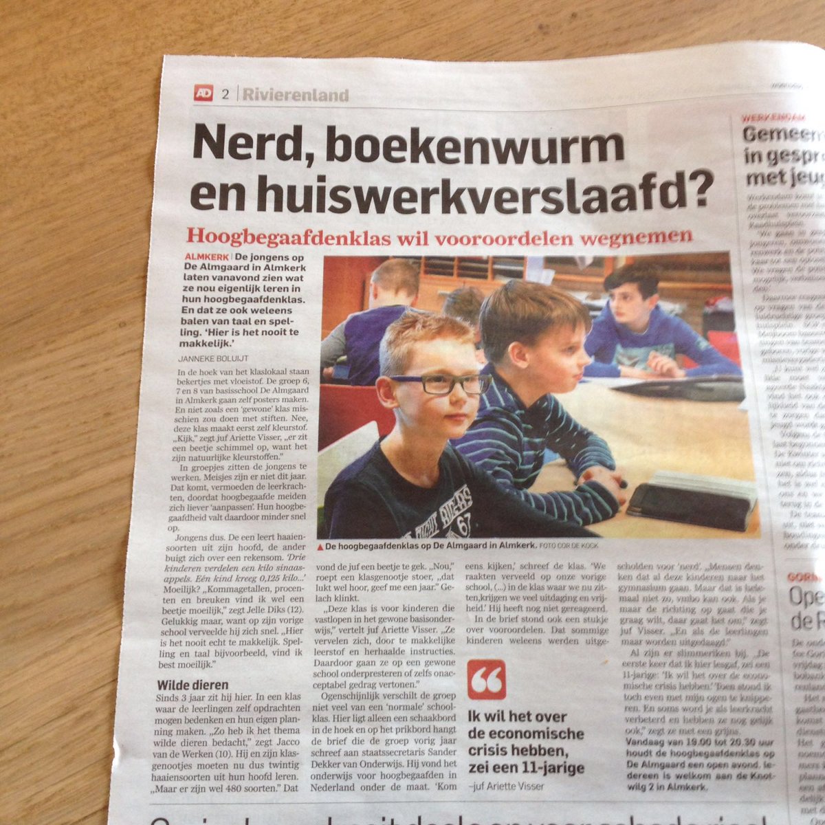 Mooi onderwijsprogramma op OBS <a href="/Almgaard/">OBS De Almgaard</a>. Vanavond is het Open Avond. #hoogbegaafd <a href="/ADrivierenland/">AD Rivierenland</a> @gem_Werkendam
