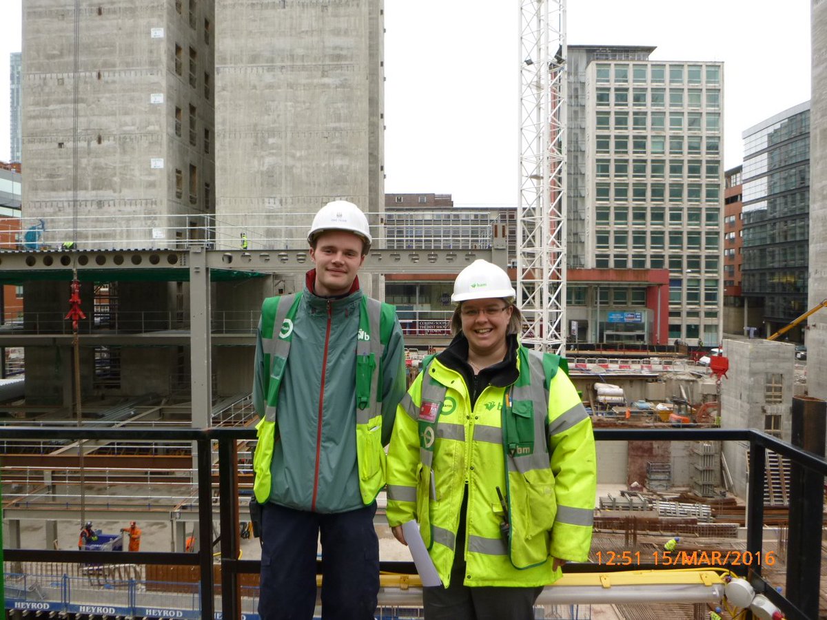 AandersonPenny's tweet image. Liam and Nina 2 of our great trainees @BAMConstructUK out on site at No 1 Spinningfields celebrating #NAW2016