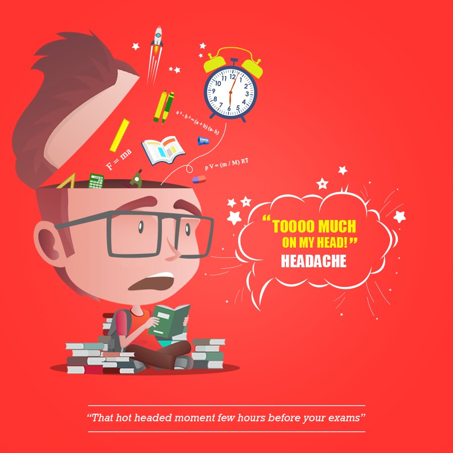 AmrutanjanOffcl's tweet photo. That moment before your exams when your brain receives an OVERLOAD alert! Don’t Panic! #KickOutPain with Amrutanjan https://t.co/Sa4BW3zl80