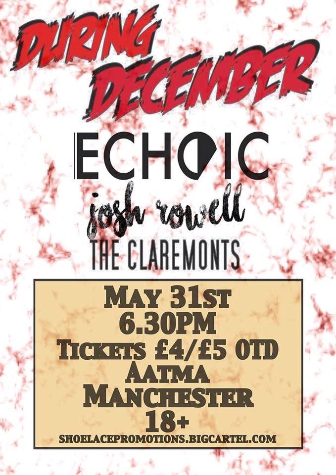 DuringDecember_'s tweet photo. Gig announcement!
We will be headlining this gig for Shoelace promotions.
We're really looking forward to this one! https://t.co/u926oZ0lQe